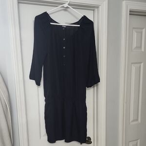 Express Black Mini Dress with Button Detail
